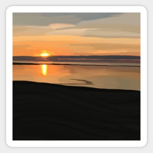 Pretty Reflective Orange Sunset Photographic Painting, Made by EndlessEmporium Sticker